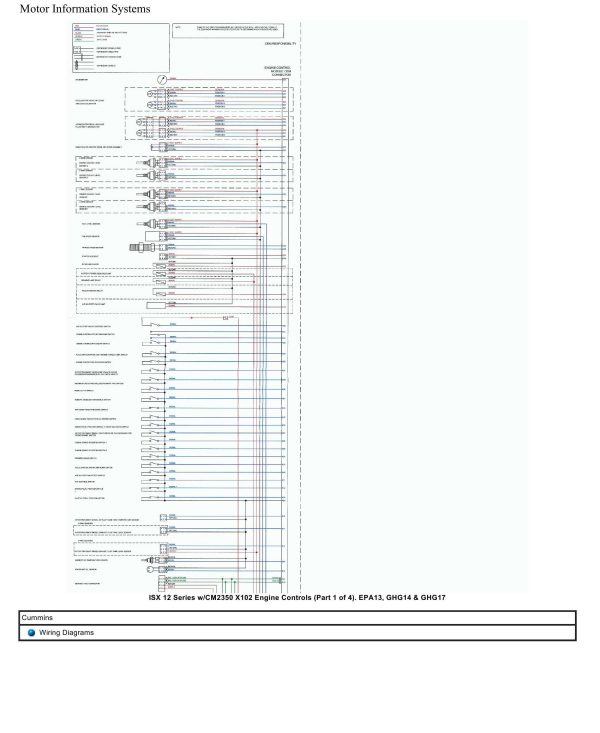 Cummins Truck ISX12 CM2350 X102 EPA13 GHG14 GHG17 Wiring Diagram Engine Controls