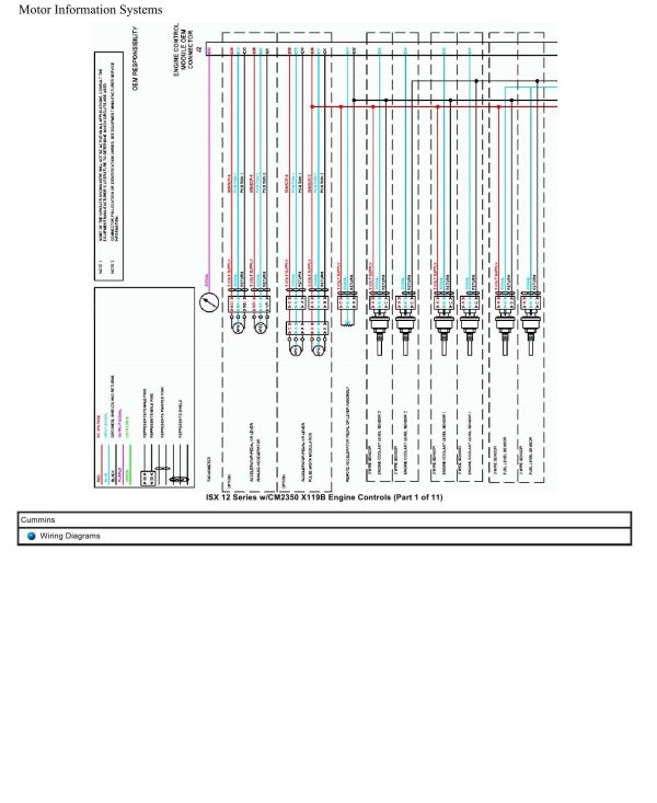 Cummins Truck ISX12 CM2350 X119B Wiring Diagram Engine Controls