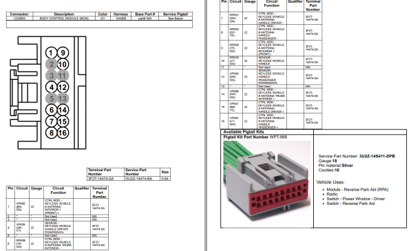 Ford Escape 2021 Electrical Wiring Diagram Connector Viewer Pinout Engine 1