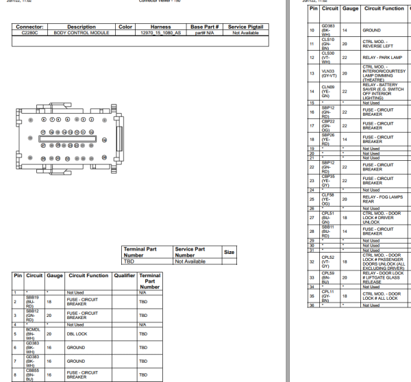 Ford GT 2021 Electrical Wiring Diagram Connector Viewer Pinout 2