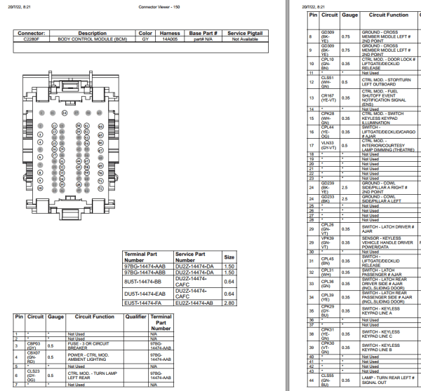 Ford Mustang Mach E 2022 Electrical Wiring Diagram Connector Viewer Pinout 4