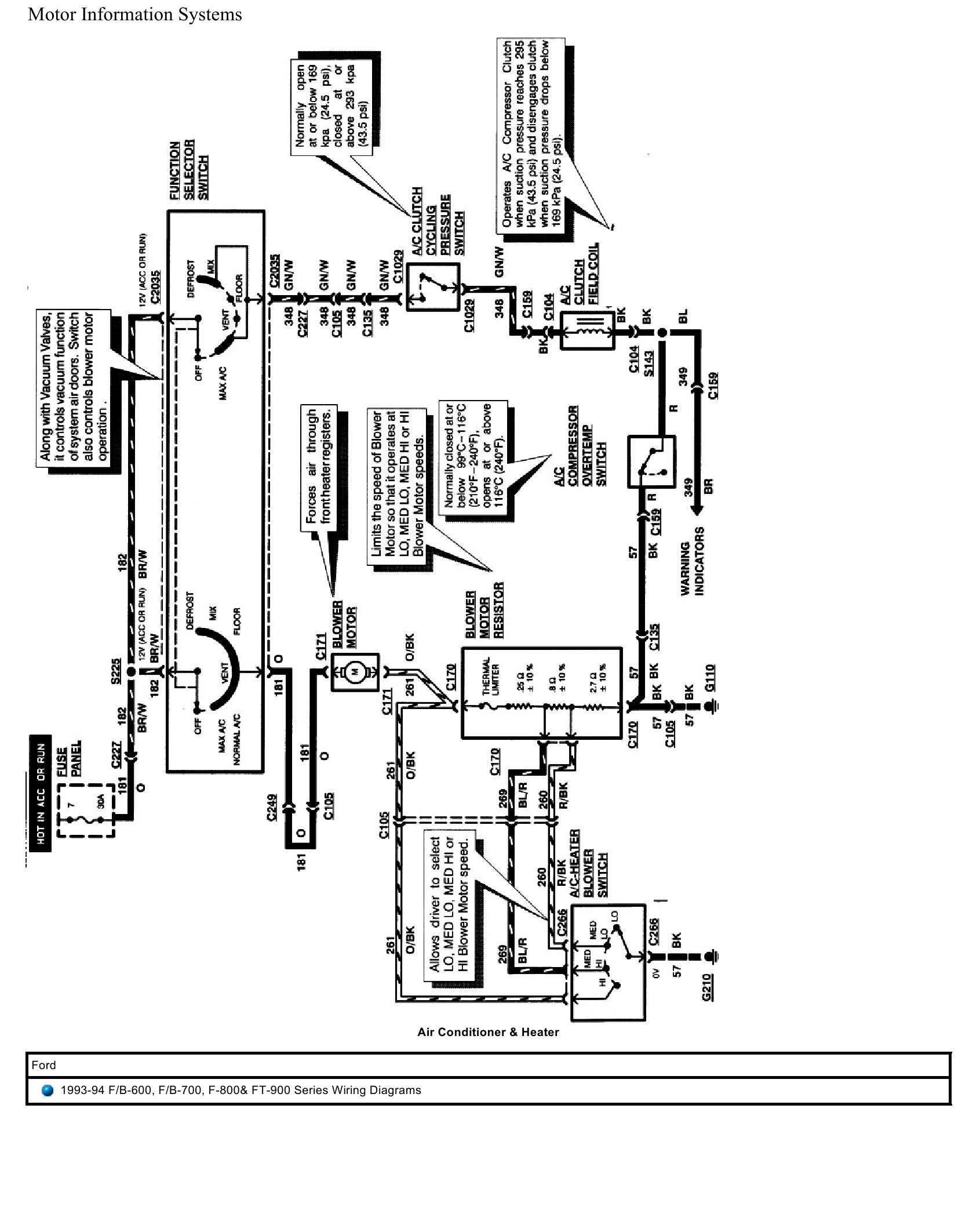 Ford Truck FB600 FB700 F800 FT900 Series Wiring Diagrams 1993 1994