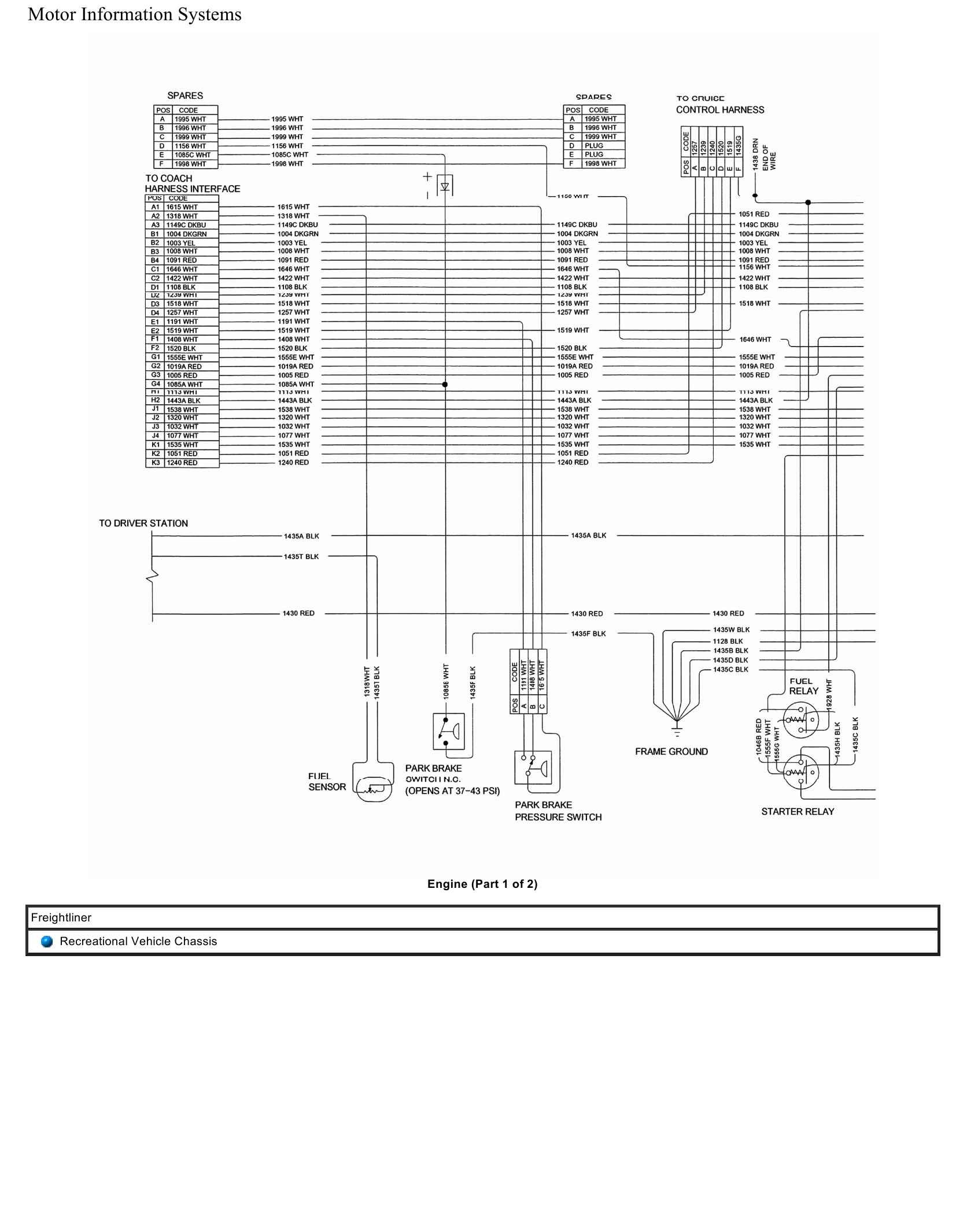 Freightliner Truck Recreational Vehicle Chassis Wiring Diagrams