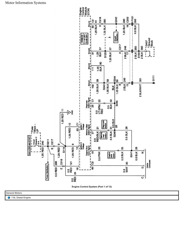 General Motors Truck 7.8L Diesel Engine System Control Wiring Diagrams