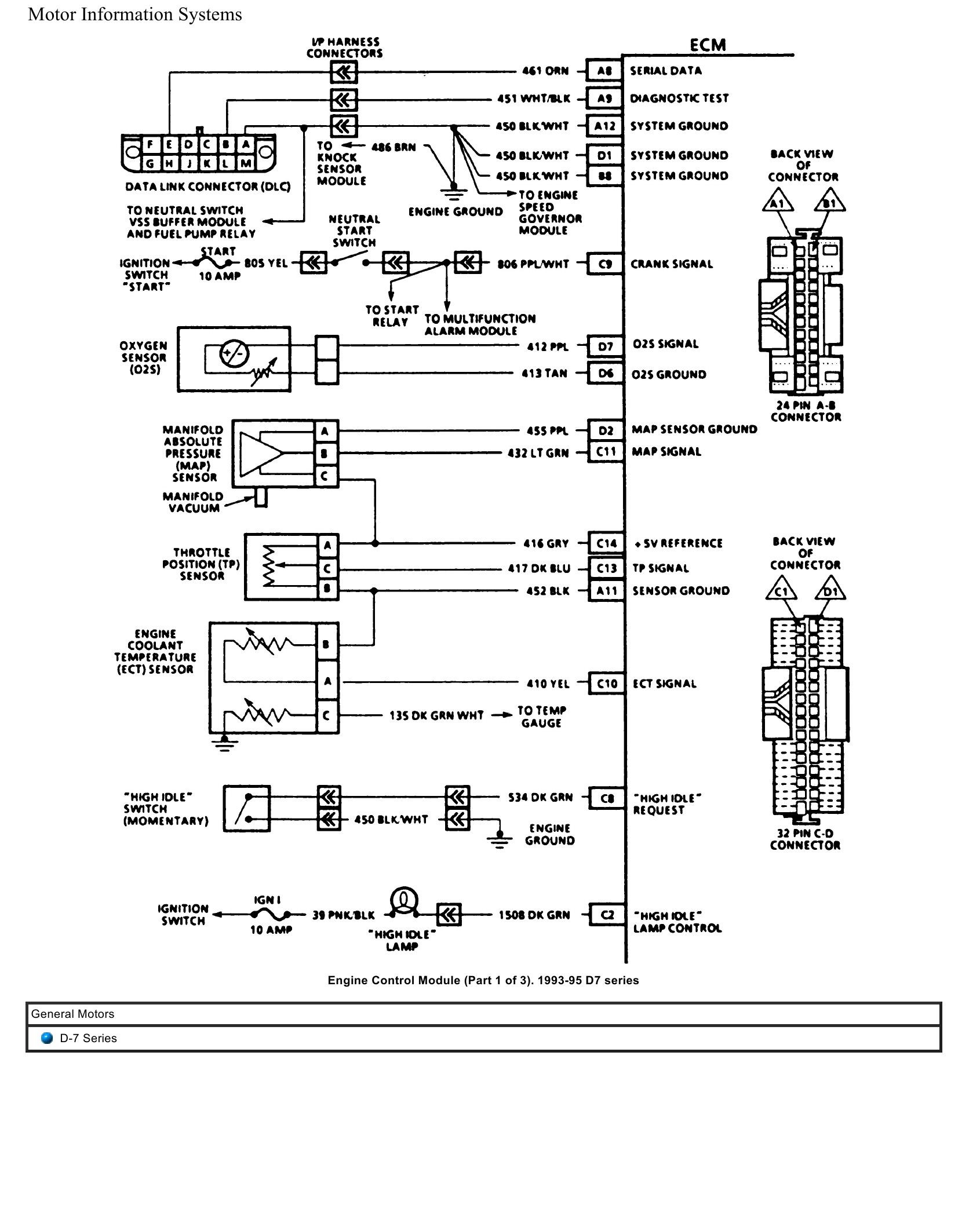 General Motors Truck D7 Series ECM Wiring Diagrams