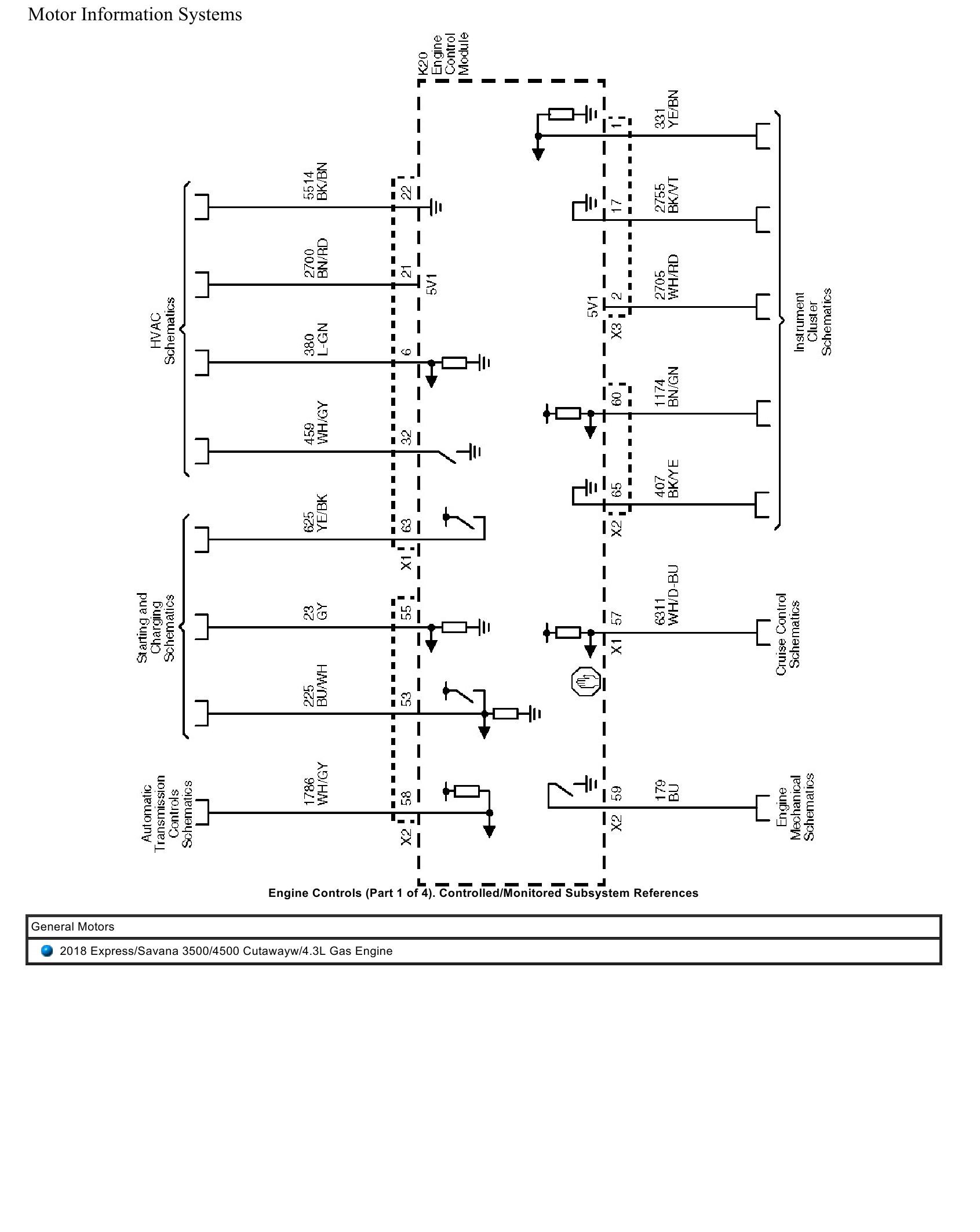 General Motors Truck Express Savana 3500 4500 Cutaway 4.3L Gas Engine Wiring Diagrams 2018