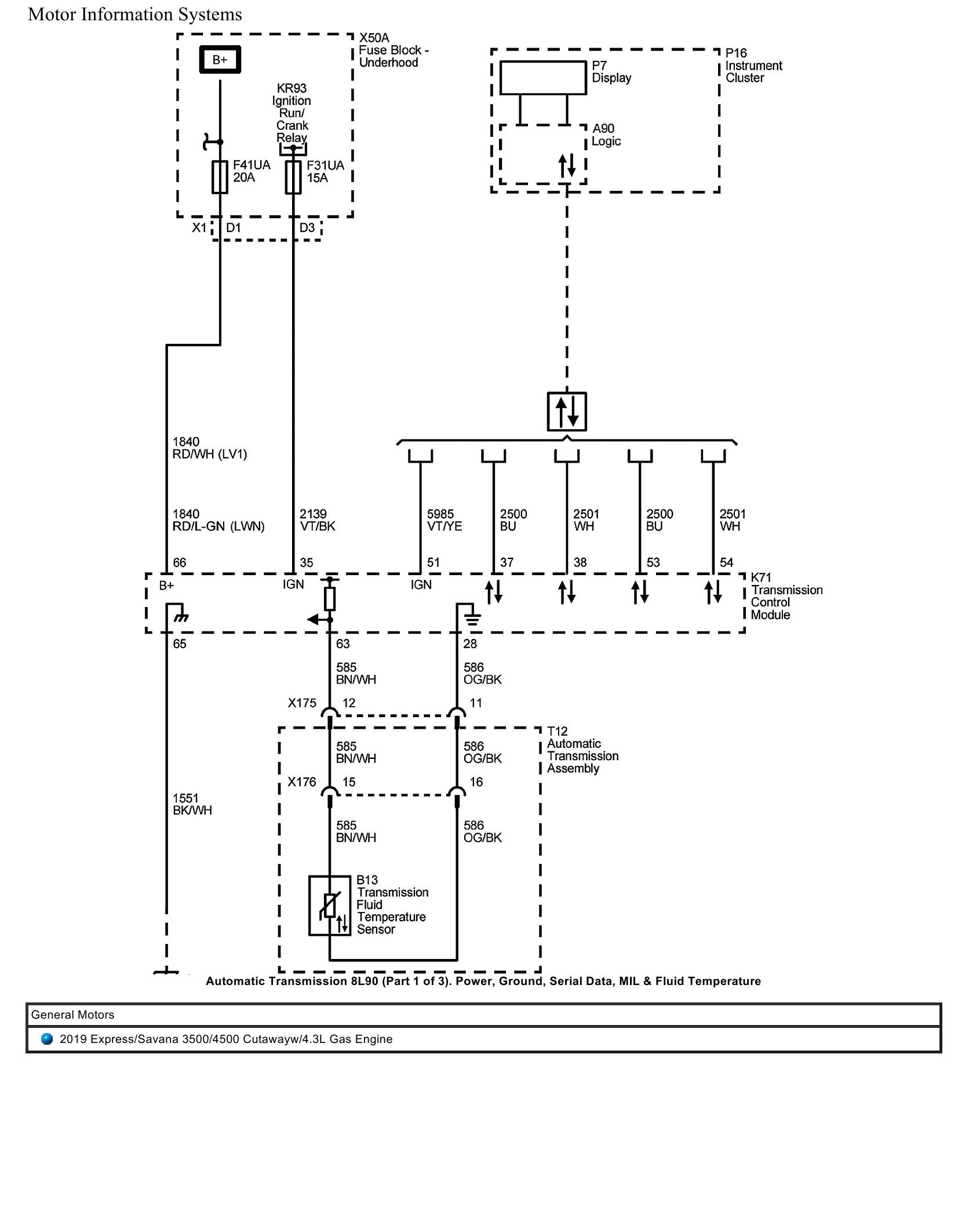 General Motors Truck Express Savana 3500 4500 Cutaway 4.3L Gas Engine Wiring Diagrams 2019