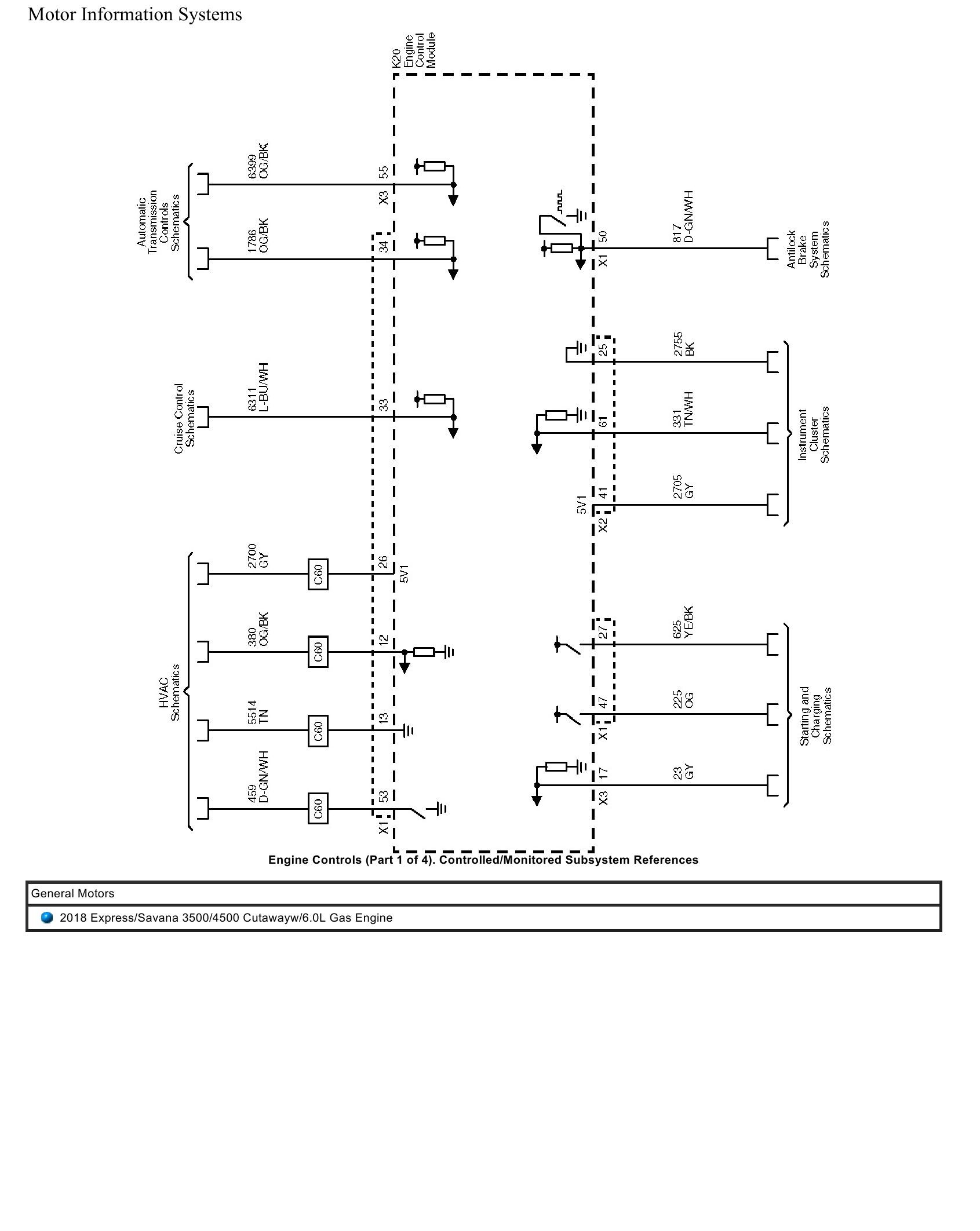 General Motors Truck Express Savana 3500 4500 Cutaway 6.0L Gas Engine Wiring Diagrams 2018