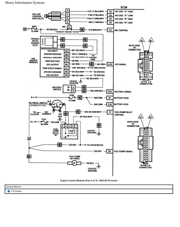 General Motors Truck P 6 Series Engine Control Module Wiring Diagrams 1992 1996 1