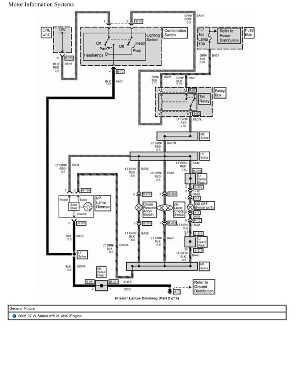 General Motors Truck W Series 5.2L 4HK1 Engine Wiring Diagrams 2006 2007 1