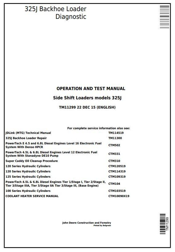 John Deere 325J Diagnostic Operation Test Manual TM11299 12.2015 1