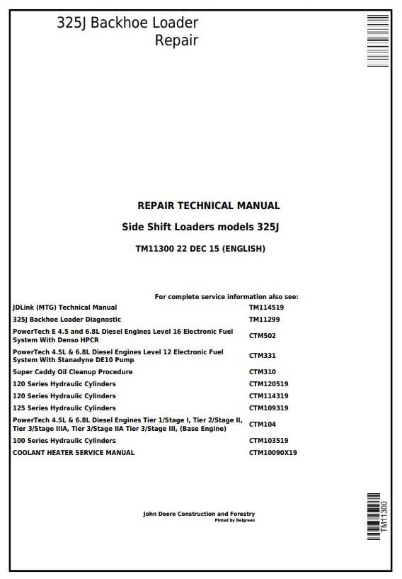 John Deere 325J Repair Technical Manual TM11300 12.2015 1