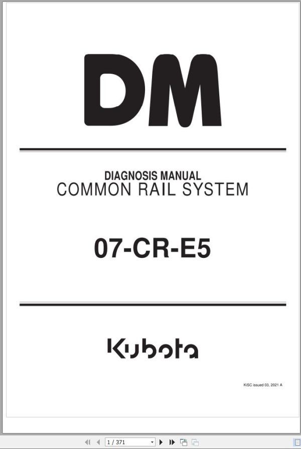 Kubota Common Rail System 07 CR E5 Diagnosis Manual