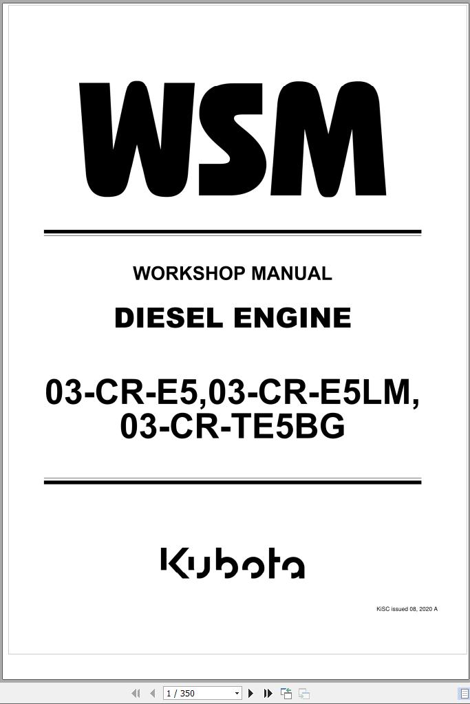 Kubota Diesel Engine 03 CR E5 03 CR E5LM 03 CR TE5BG Workshop Manual
