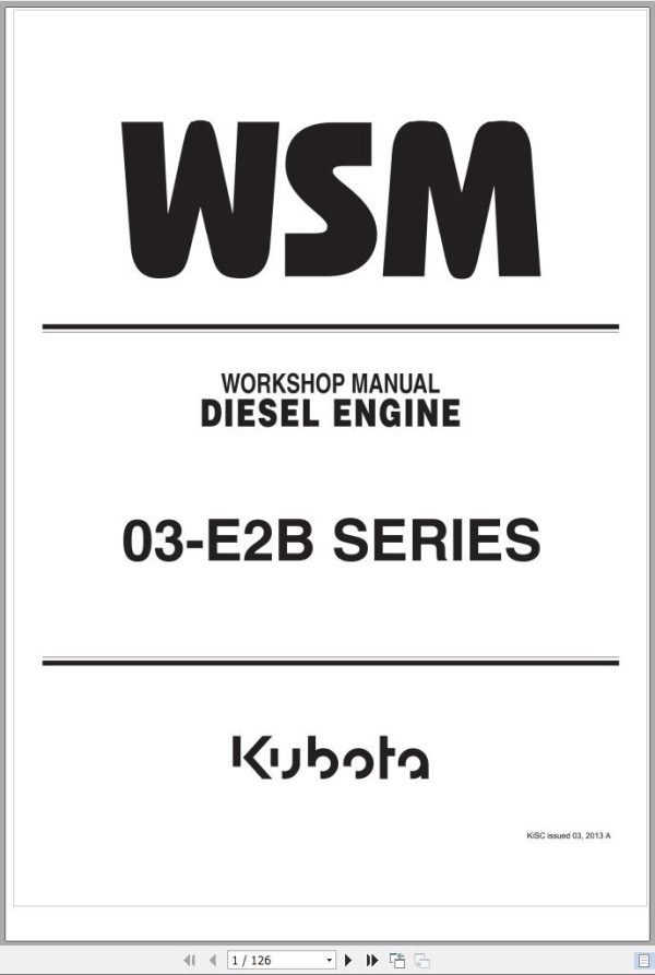 Kubota Diesel Engine 03 E2B Series Workshop Manual
