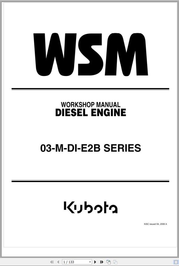 Kubota Diesel Engine 03 M DI E2B Series Workshop Manual