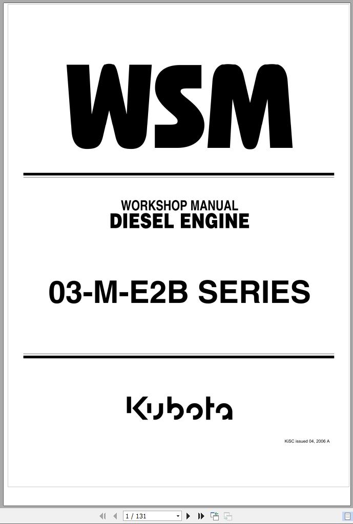Kubota Diesel Engine 03 M E2B Series Workshop Manual
