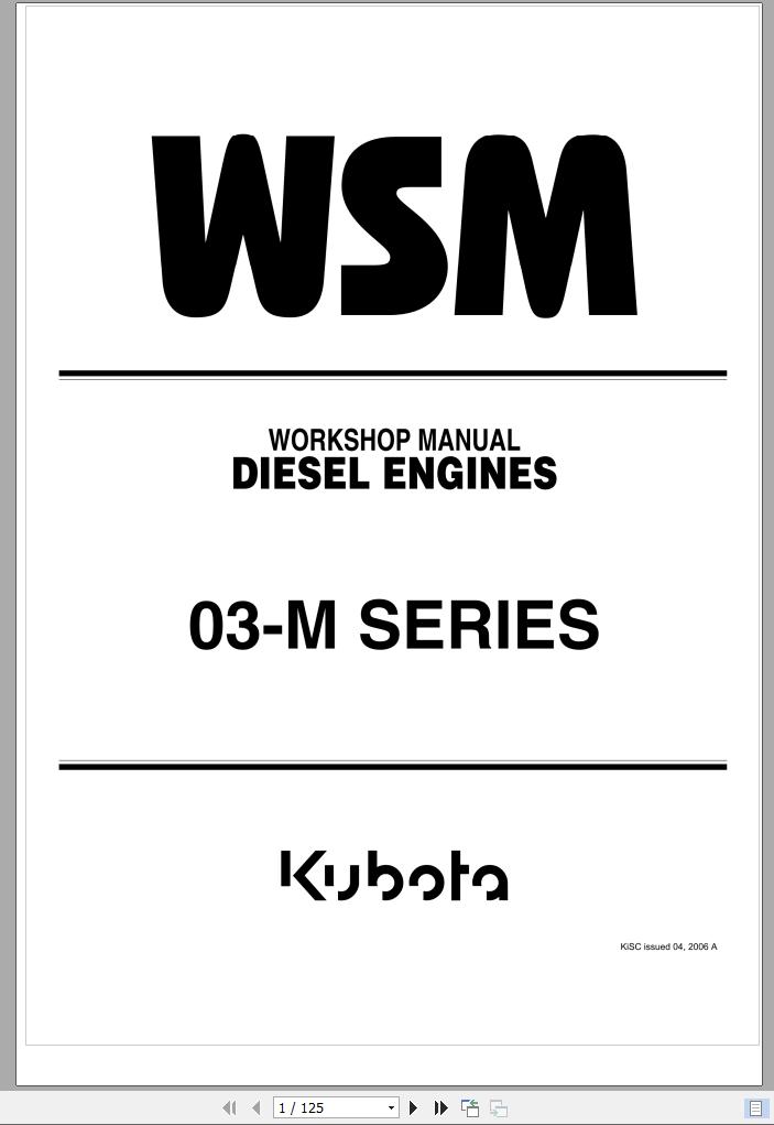 Kubota Diesel Engine 03 M Series Workshop Manual