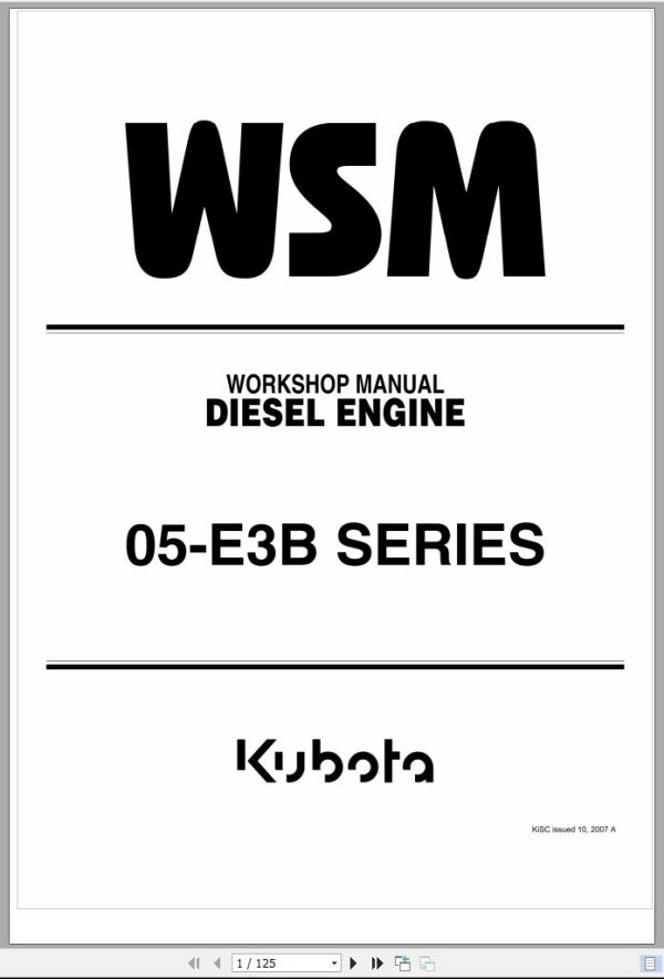Kubota Diesel Engine 05 E3B Series Workshop Manual