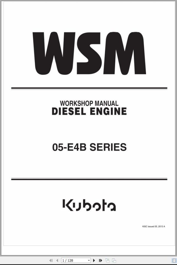 Kubota Diesel Engine 05 E4B Series Workshop Manual
