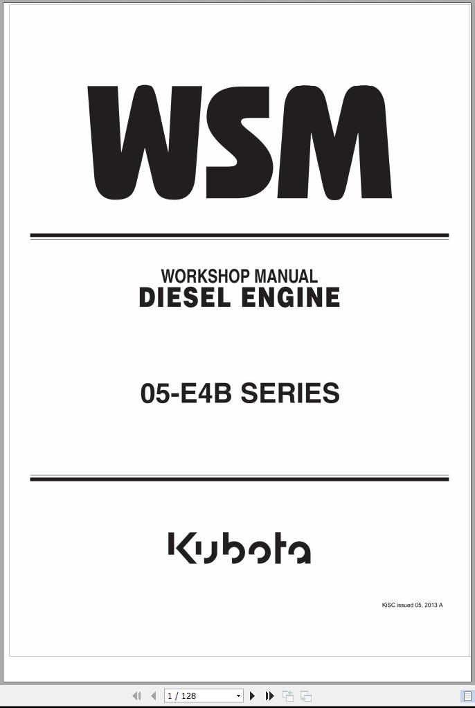 Kubota Diesel Engine 05 E4B Series Workshop Manual