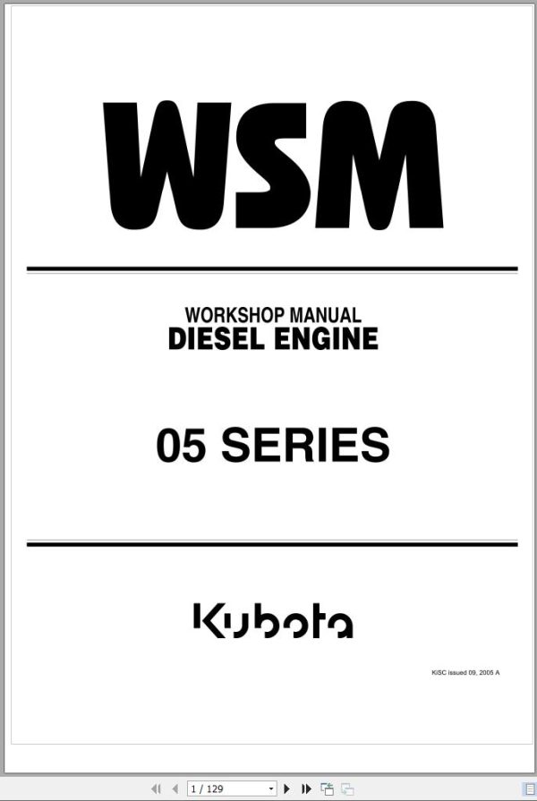 Kubota Diesel Engine 05 Series Workshop Manual