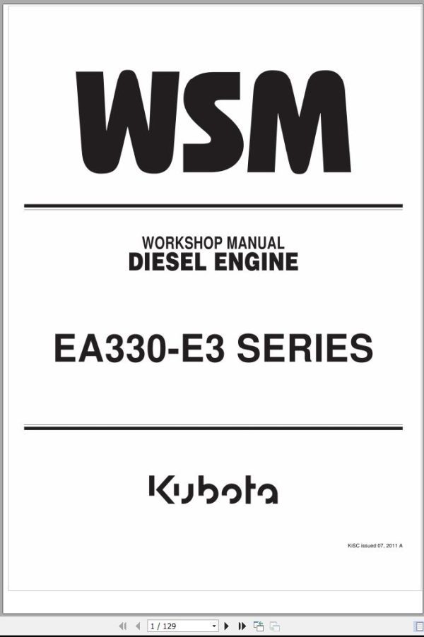 Kubota Diesel Engine EA330 E3 Series Workshop Manual