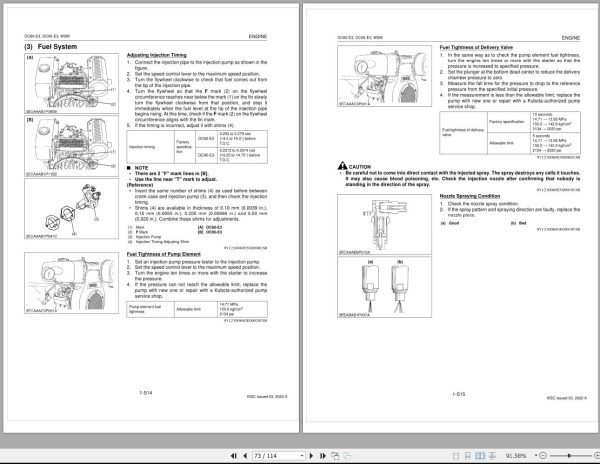 Kubota Diesel Engine OC60 E3 OC95 E3 Workshop Manual 1