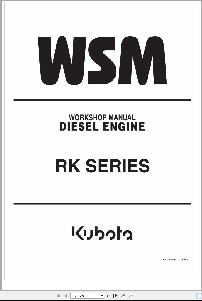 Kubota Diesel Engine RK Series Workshop Manual