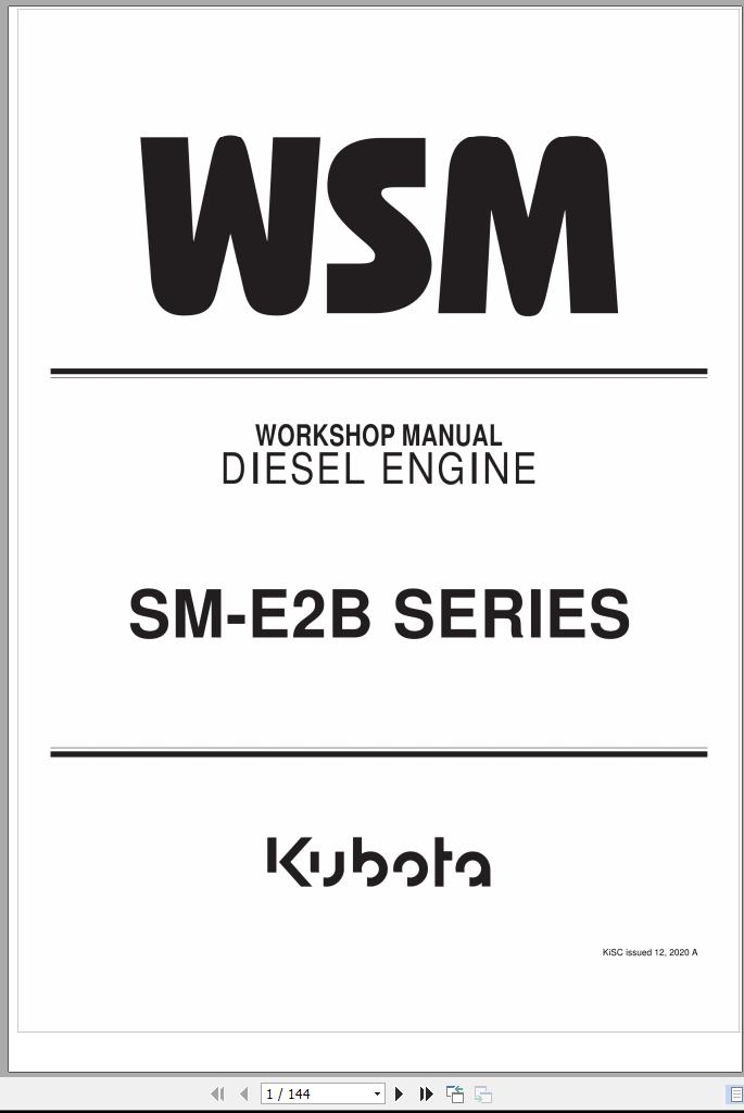 Kubota Diesel Engine SM E2B Series Workshop Manual