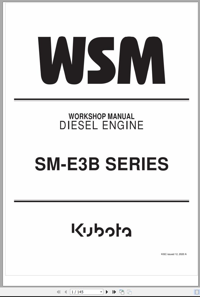 Kubota Diesel Engine SM E3B Series Workshop Manual