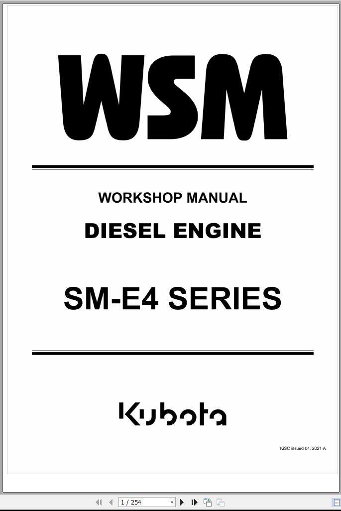 Kubota Diesel Engine SM E4 Series Workshop Manual