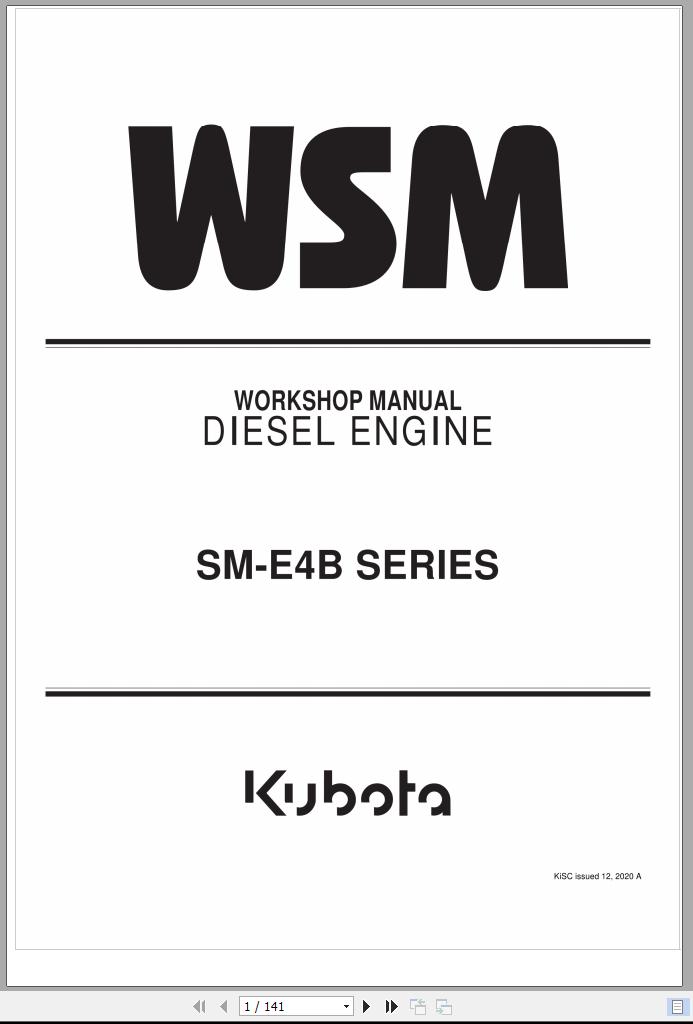 Kubota Diesel Engine SM E4B Series Workshop Manual
