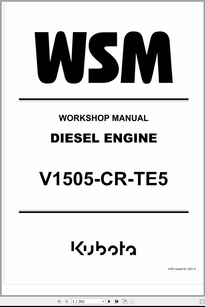 Kubota Diesel Engine V1505 CR TE5 Workshop Manual