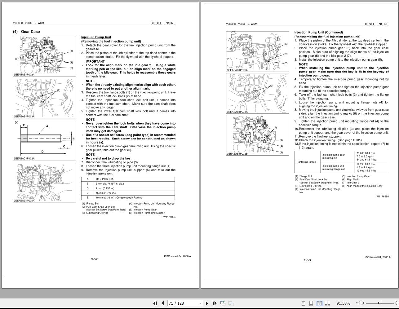 Kubota Diesel Engine V3300B V3300TB Manual