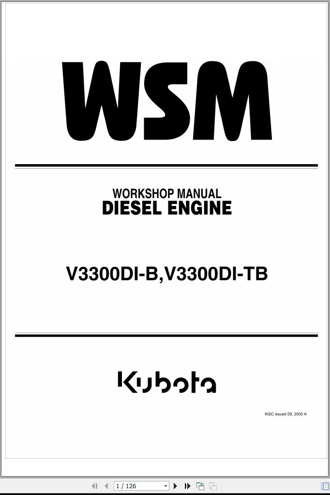 Kubota Diesel Engine V3300DI B V3300DI TB Workshop Manual