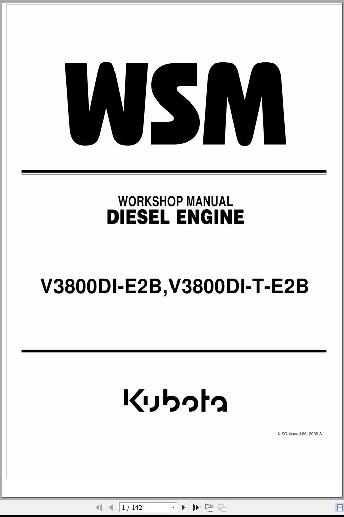Kubota Diesel Engine V3800DI E2B V3800DI T E2B Workshop Manual
