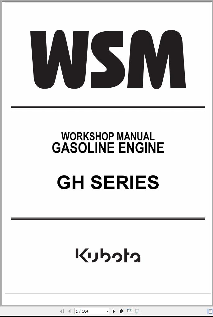 Kubota Gasoline Engine GH Series Workshop Manual