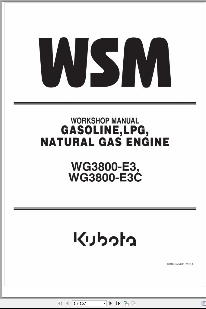 Kubota Gasoline LPG Natural Gas Engine WG3800 E3 WG3800 E3C Workshop Manual