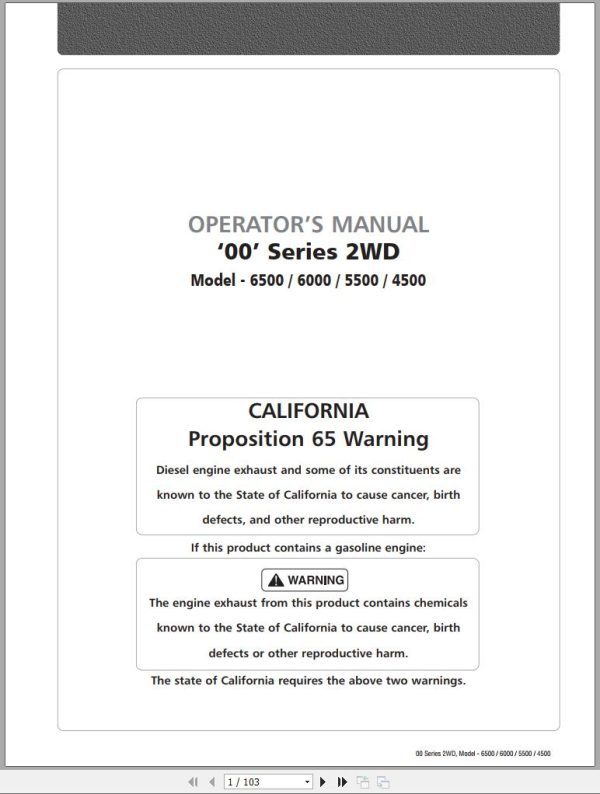 Mahindra Tractor 00 Series 4500 5500 6000 6500 Operator Manual