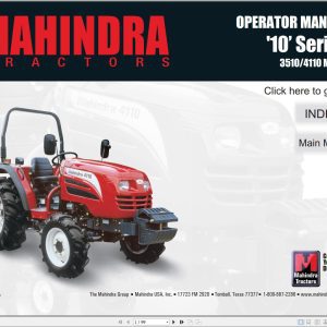 Mahindra Tractor 10 Series 3510 4110 Operator Manual