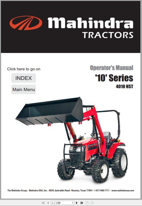 Mahindra Tractor 10 Series 4010 HST Operator Manual