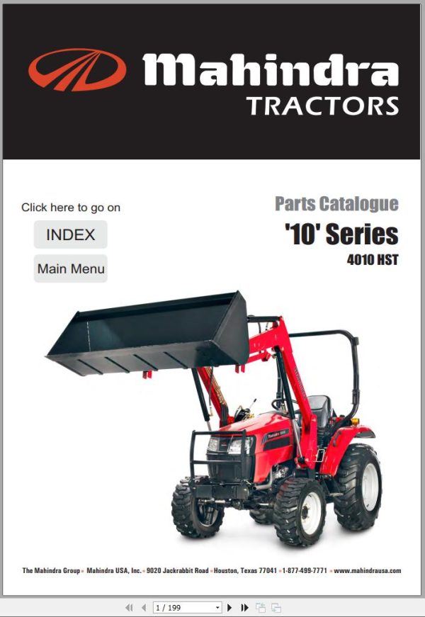 Mahindra Tractor 10 Series 4010 HST Parts Manual