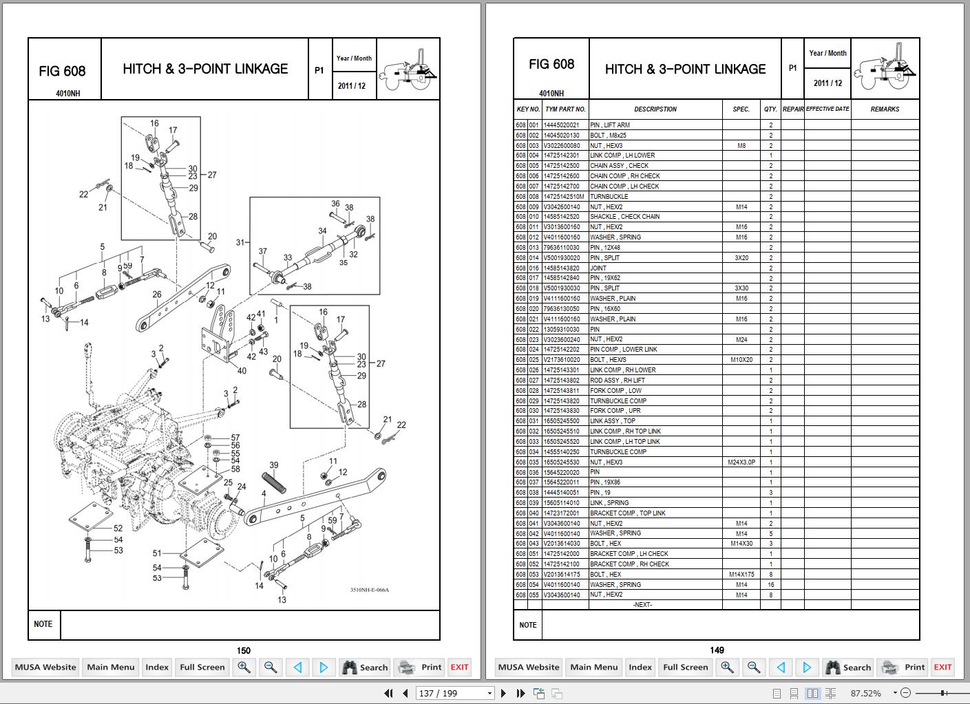 Mahindra Tractor 10 Series 4010 HST Parts Manual