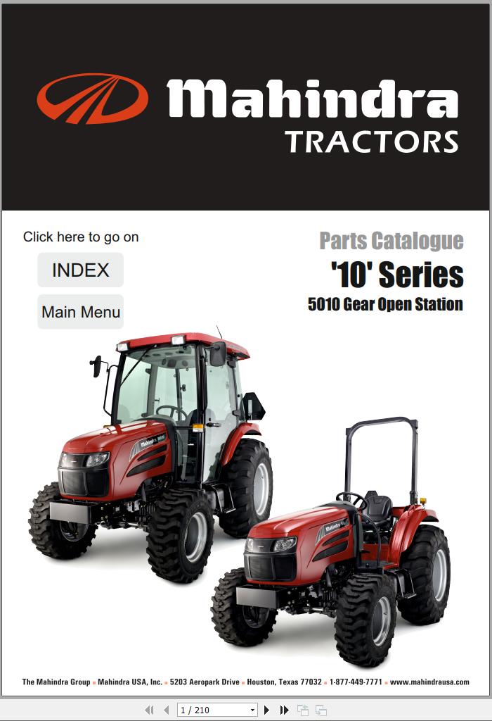 Mahindra Tractor 10 Series 5010 Gear Open Station Parts Manual