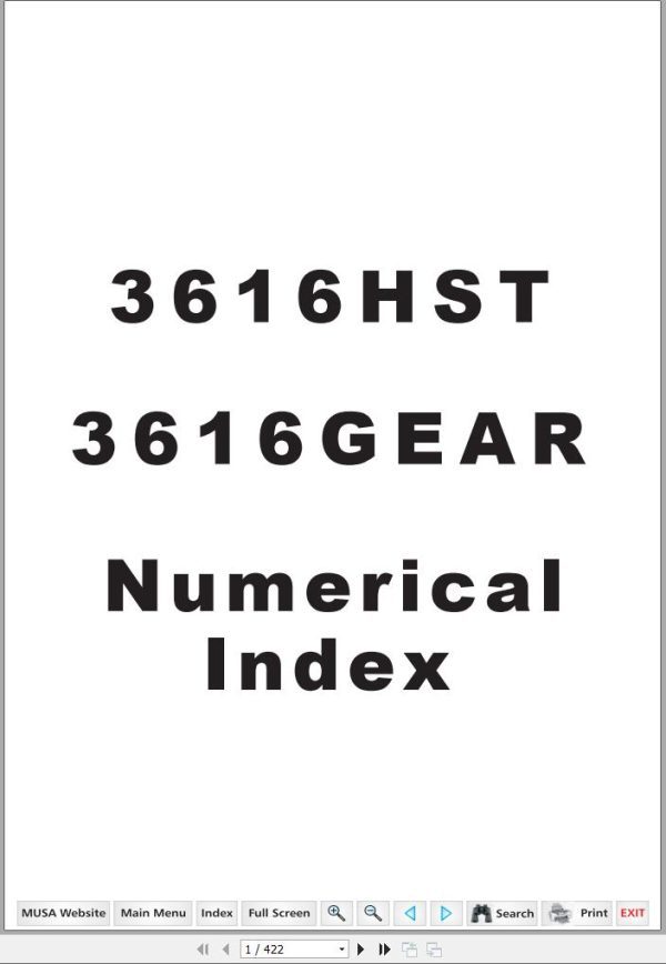 Mahindra Tractor 16 Series 3616 Gear HST Parts Manual