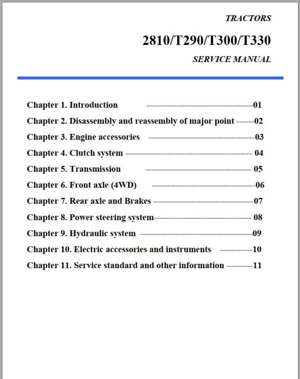 Mahindra Tractor 2810 T290 T300 T330 Service Manual