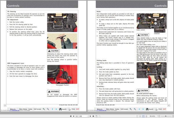 Mahindra Tractor 35 Series 4WD 3535 4035 4535 5035 HST Operator Manual 1