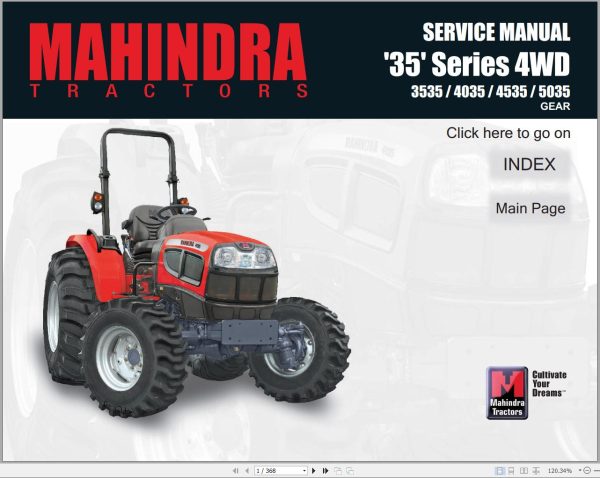 Mahindra Tractor 35 Series 4WD 3535 4035 4535 5035 Service Manual