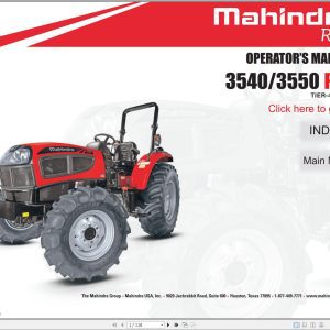 Mahindra Tractor 3540 3550 PST Operator Manual